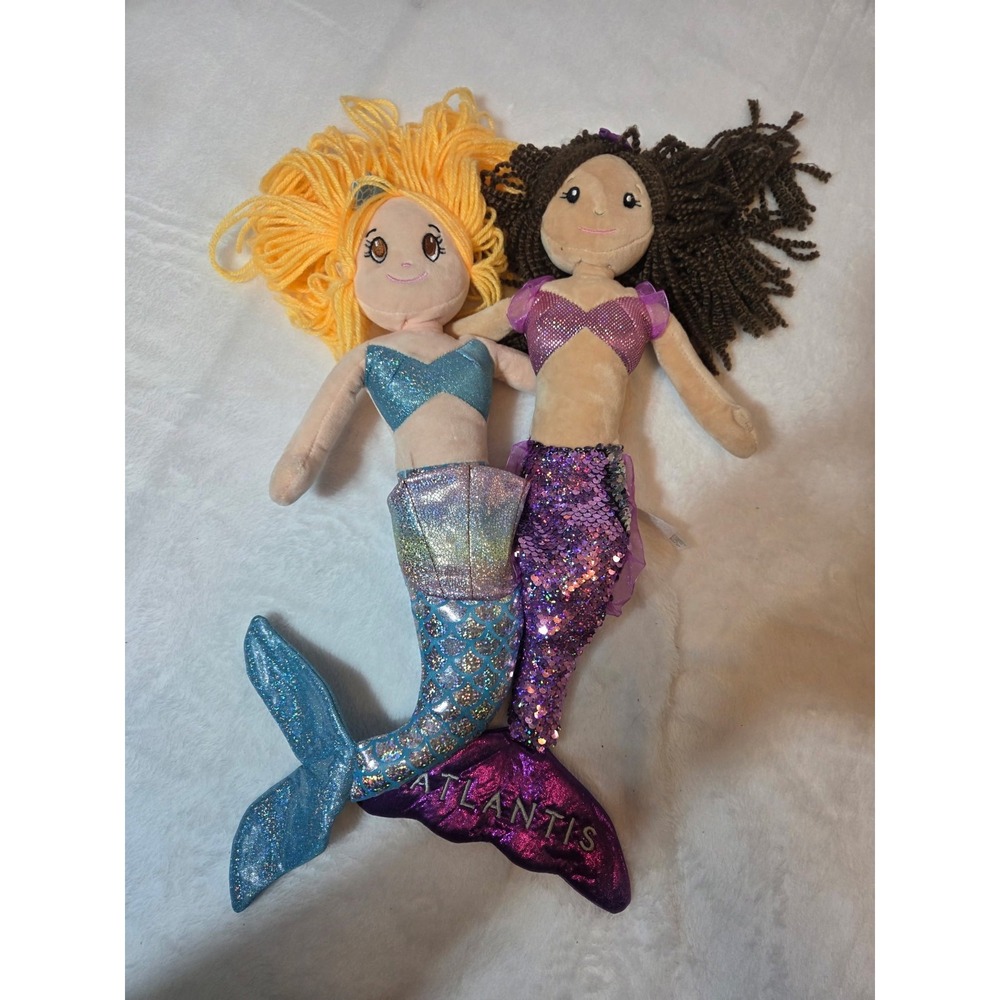 Vintage 1994 The Petting Zoo Atlantis Mermaid Plush Doll Set of 2
